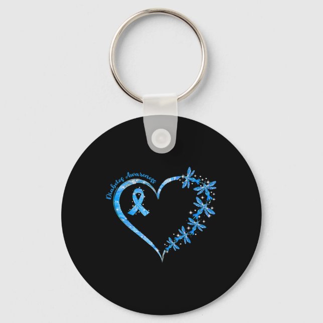 In November We Wear Blue Cure Diabetes Awareness L Key Ring (Front)