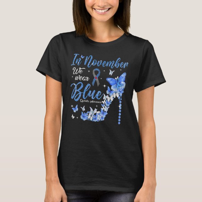 In November We Wear Blue Diabetes Awareness Blue B T-Shirt (Front)