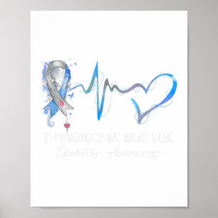 In November We Wear Blue Diabetes Awareness Gifts Poster