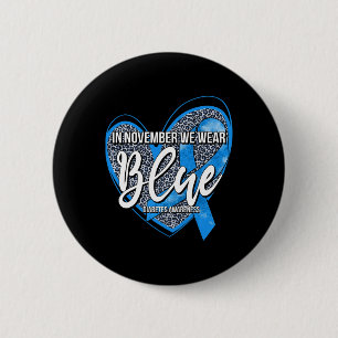 In November We Wear Blue Diabetes Awareness Month 6 Cm Round Badge