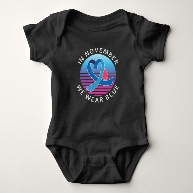 In November We Wear Blue diabetes awareness month Baby Bodysuit (Front)