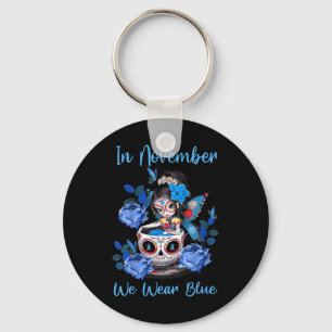 In November We Wear Blue Diabetes Awareness Month Key Ring