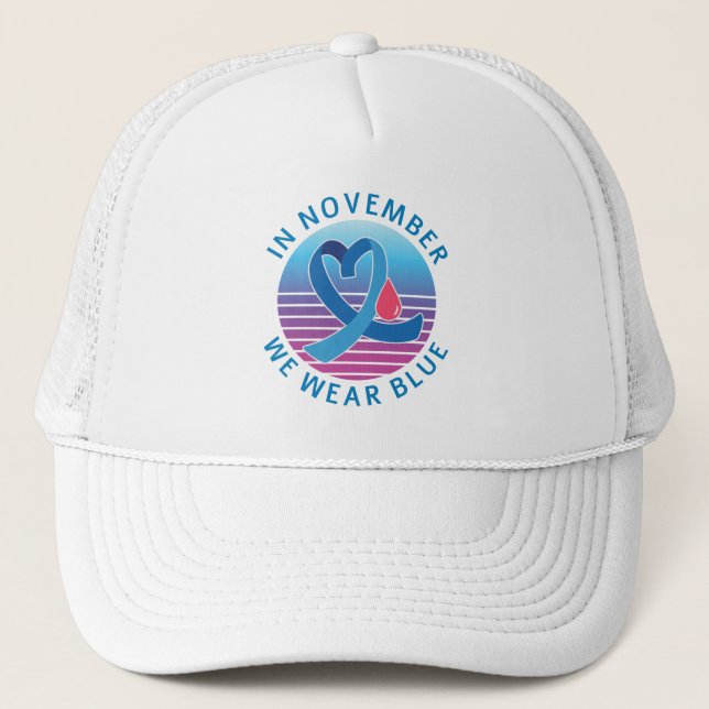 In November We Wear Blue diabetes awareness month Trucker Hat (Front)