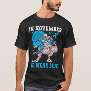 In November We Wear Blue Diabetes Trex Dino Kids T T-Shirt
