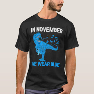 In November We Wear Blue Dino Trex Diabetes Awaren T-Shirt