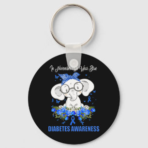 In November We Wear Blue Elephant Diabetes Awarene Key Ring
