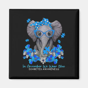 In November We Wear Blue Elephant Diabetes Awarene Magnet