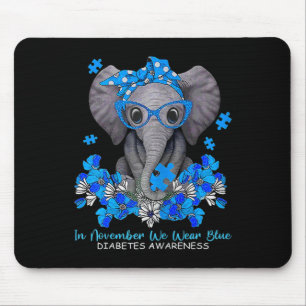 In November We Wear Blue Elephant Diabetes Awarene Mouse Pad