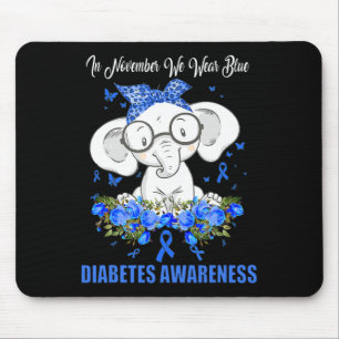 In November We Wear Blue Elephant Diabetes Awarene Mouse Pad