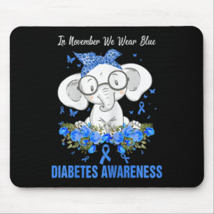 In November We Wear Blue Elephant Diabetes Awarene Mouse Pad