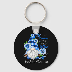In November We Wear Blue Gnome Diabetes Awareness Key Ring
