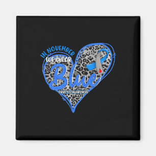 In November We Wear Blue Heart Leopard Diabetes Aw Magnet