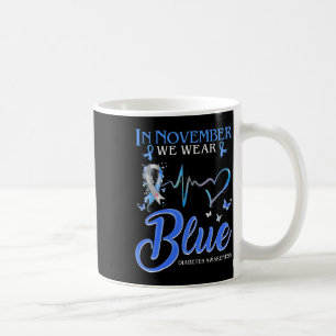 In November We Wear Blue Heartbeat Diabetes Awaren Coffee Mug