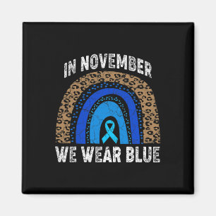 In November We Wear Blue Leopard Rainbow Diabetes Magnet