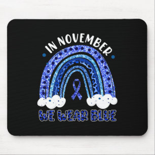 In November We Wear Blue Leopard Rainbow Diabetes  Mouse Pad