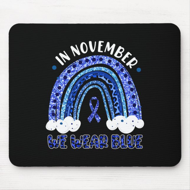 In November We Wear Blue Leopard Rainbow Diabetes  Mouse Pad (Front)