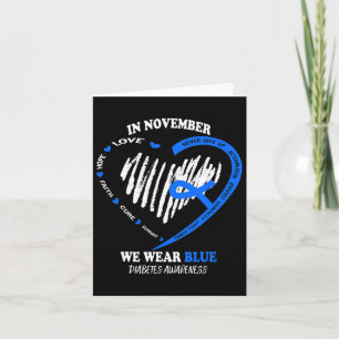 In November We Wear Blue Messy Bun Diabetes Awaren Card