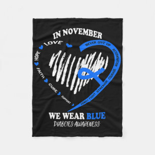 In November We Wear Blue Messy Bun Diabetes Awaren Fleece Blanket