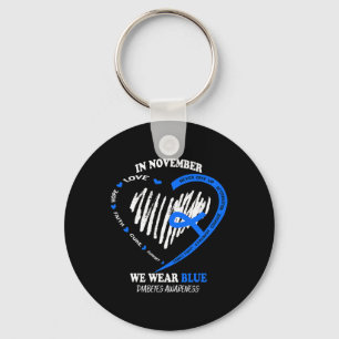 In November We Wear Blue Messy Bun Diabetes Awaren Key Ring
