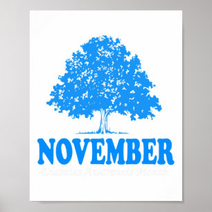 In November We Wear Blue Pumpkin Diabetes Awarenes Poster