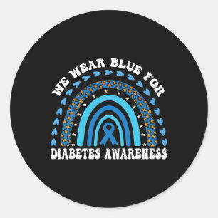 In November We Wear Blue Rainbow Diabetes Awarenes Classic Round Sticker