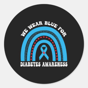 In November We Wear Blue Rainbow Diabetes Awarenes Classic Round Sticker