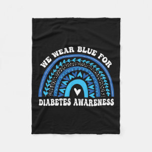 In November We Wear Blue Rainbow Diabetes Awarenes Fleece Blanket