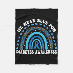 In November We Wear Blue Rainbow Diabetes Awarenes Fleece Blanket