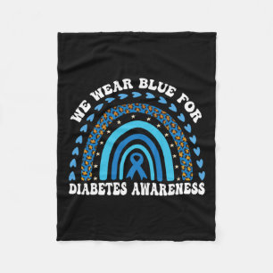 In November We Wear Blue Rainbow Diabetes Awarenes Fleece Blanket