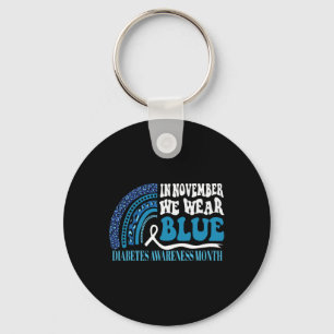 In November We Wear Blue Rainbow Diabetes Awarenes Key Ring