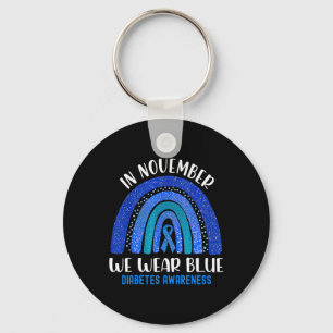 In November We Wear Blue Rainbow Diabetes Awarenes Key Ring