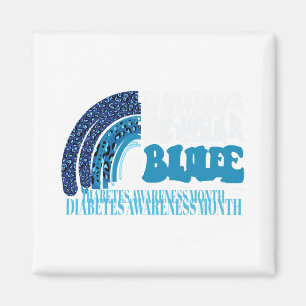 In November We Wear Blue Rainbow Diabetes Awarenes Magnet