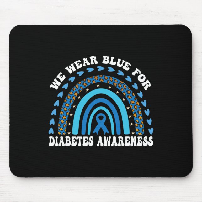 In November We Wear Blue Rainbow Diabetes Awarenes Mouse Pad (Front)