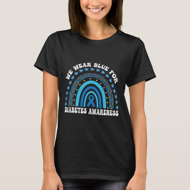 In November We Wear Blue Rainbow Diabetes Awarenes T-Shirt (Front)