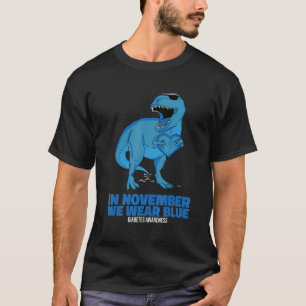 In November We Wear Blue Rex Dinosaurs Diabetes Aw T-Shirt