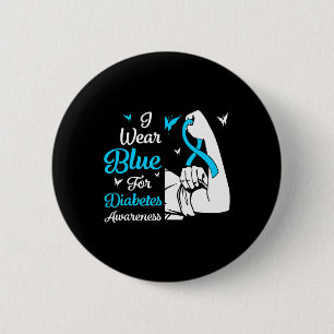 In November We Wear Blue Ribbon Diabetes Awareness 6 Cm Round Badge