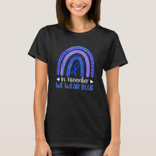 In November We Wear Blue Ribbon Diabetes Boho Rain T-Shirt
