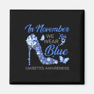 In November We Wear Blue Ribbon High Heel Diabetes Magnet
