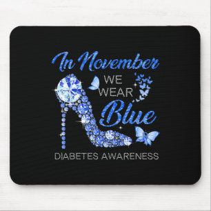 In November We Wear Blue Ribbon High Heel Diabetes Mouse Pad