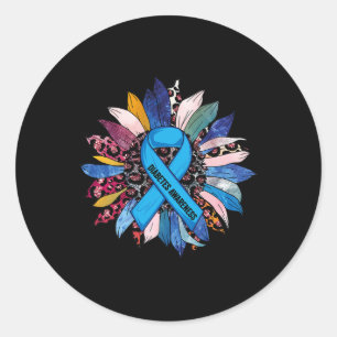 In November We Wear Blue Sunflower Diabetes Awaren Classic Round Sticker
