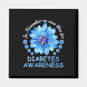 In November We Wear Blue Sunflower Diabetes Awaren Magnet
