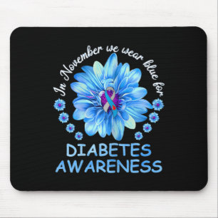In November We Wear Blue Sunflower Diabetes Awaren Mouse Pad