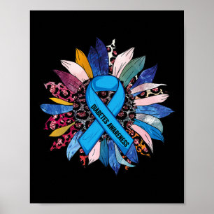 In November We Wear Blue Sunflower Diabetes Awaren Poster