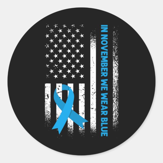 In November We Wear Blue - T1D Diabetes Awareness  Classic Round Sticker (Front)