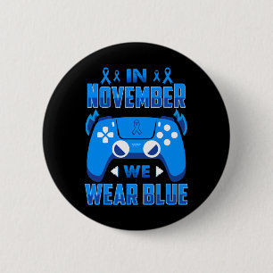 In November We Wear Blue T1d Diabetes Awareness Ga 6 Cm Round Badge