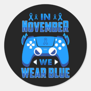 In November We Wear Blue T1d Diabetes Awareness Ga Classic Round Sticker