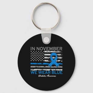 In November we Wear Blue T1D T2D Diabetic Diabetes Key Ring