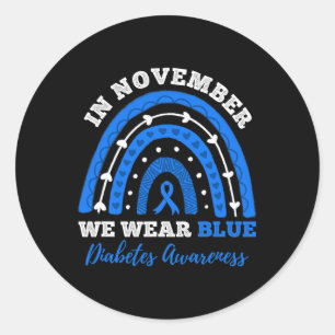 In November We Wear Blue T1d Type 1 Diabetes Aware Classic Round Sticker