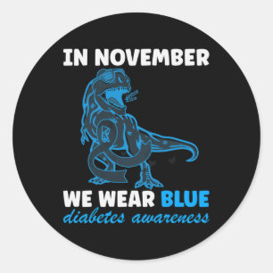 In November We Wear Blue T-rex Classic Round Sticker