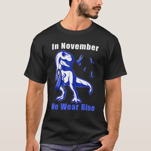 In November We Wear Blue T Rex Toddler Diabetes Aw T-Shirt (Front)